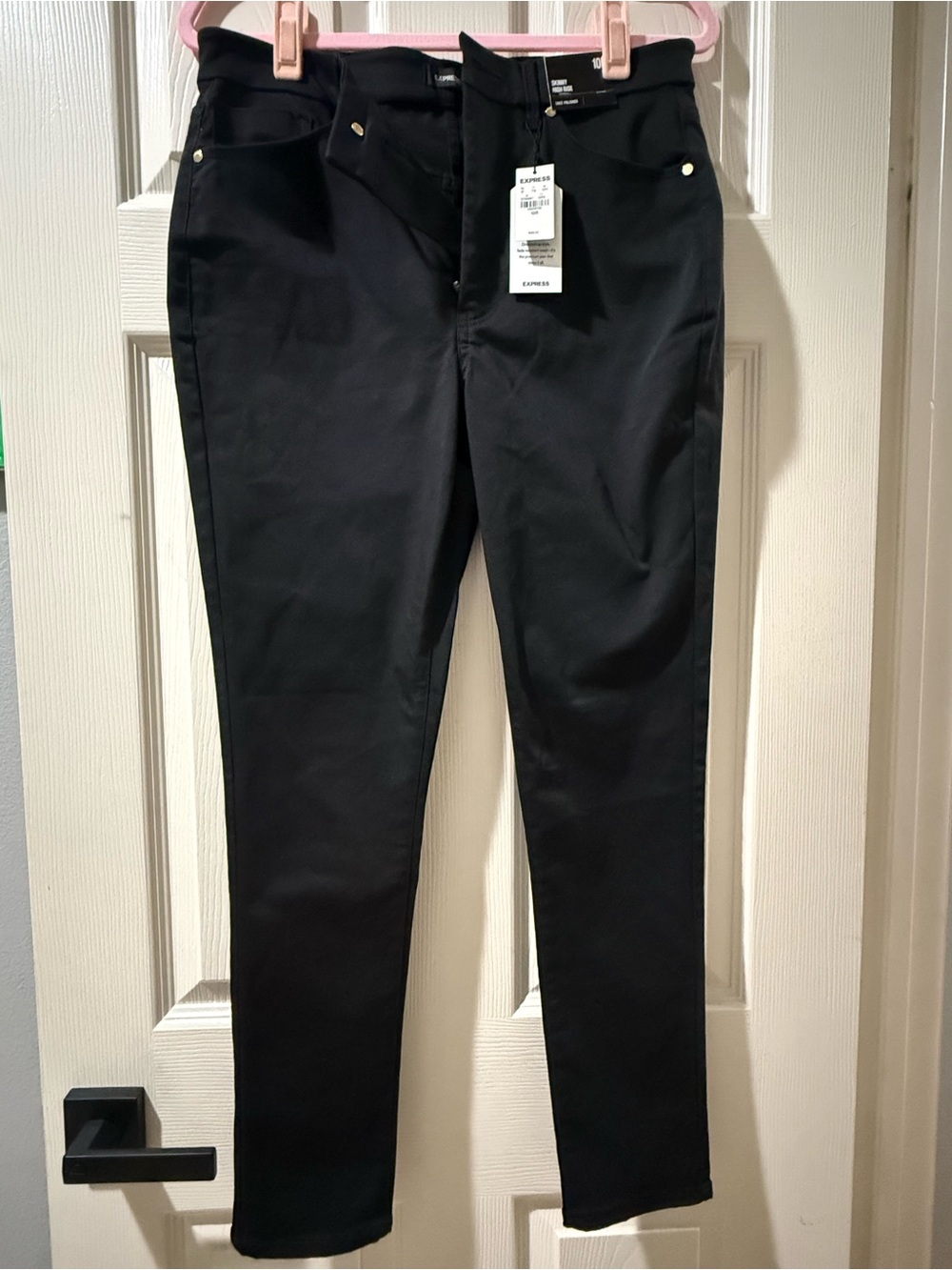 Express Luxe Polished Denim Skinny High Rise Jeans Black Size 10R NWT